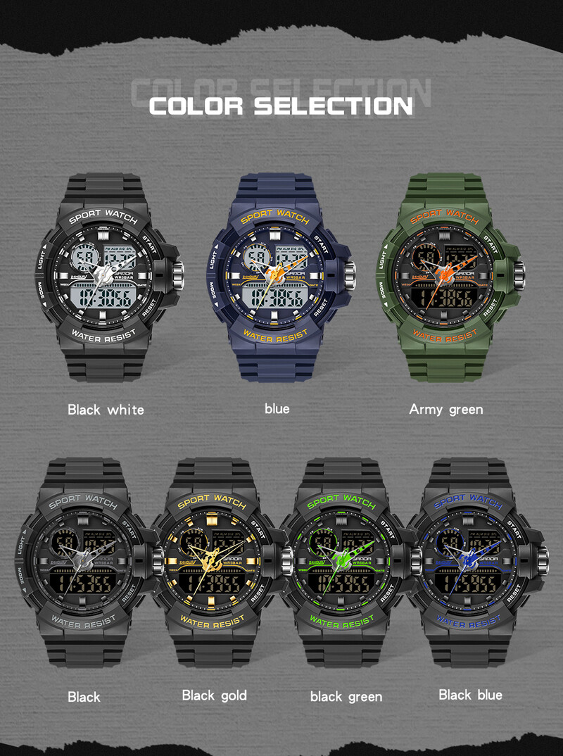 SANDA 6025 ceas digital pentru bărbați, militar, sport, ceas de mână cu quartz, ceas de mână de lux cu LED, impermeabil, pentru bărbați, cu quartz.