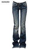 Femei Gyaru japonez Harajuku Trashy Y2K Blugi Pantaloni evazați din blugi anii 2000 Pantaloni lungi cu fundul clopot Kpop Vintage Slim Hot