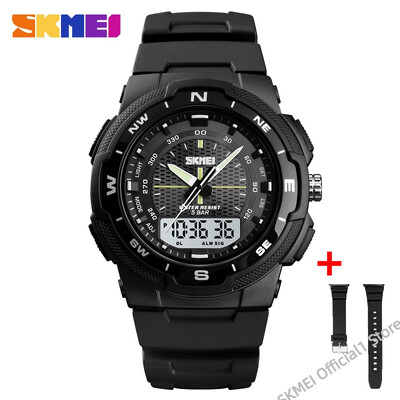 SKMEI 1454 Ceas de cuarț digital pentru bărbați Sport Ceasuri de mână electronice impermeabile pentru bărbați Ceas cu afișaj dublu 1370 Reloj masculin