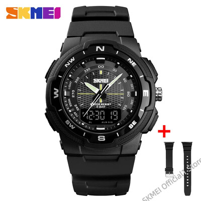 SKMEI 1454 Ceas de cuarț digital pentru bărbați Sport Ceasuri de mână electronice impermeabile pentru bărbați Ceas cu afișaj dublu 1370 Reloj masculin