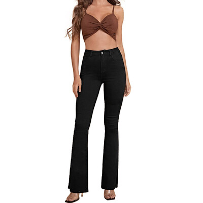 Toamna 2023, blugi noi, cu talie înaltă, tăiați cu cizme, pentru femei, la modă, elastici, skinny, pantaloni evazați, ocazional, subțiri, pentru femei, S-2XL