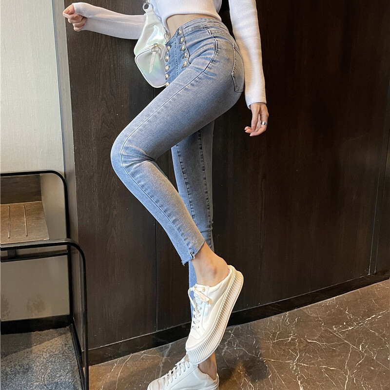 Blugi creion cu talie înaltă sexy pentru femei, îmbrăcăminte de stradă, slabi până la glezne, pantaloni de blugi vintage, pantaloni de denim nou