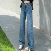 Ležerne robne marke Ženske hlače Traper traperice visokog struka Široke široke ravne hlače Ženske marke Hlače Dropship Lady