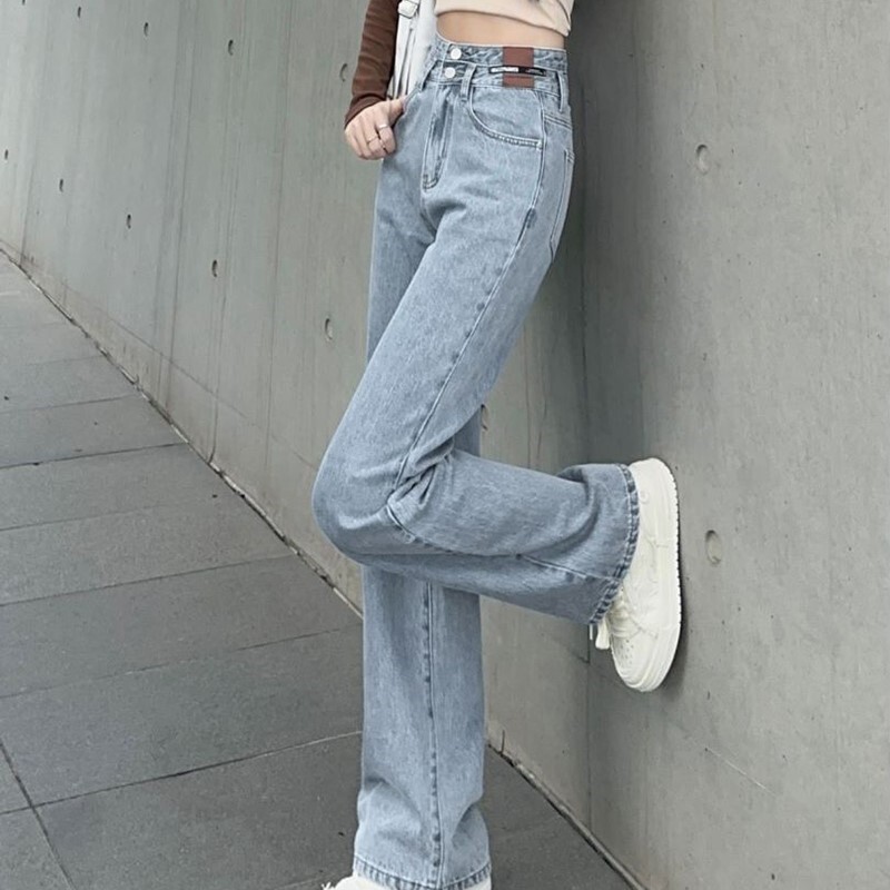 Ležerne robne marke Ženske hlače Traper traperice visokog struka Široke široke ravne hlače Ženske marke Hlače Dropship Lady