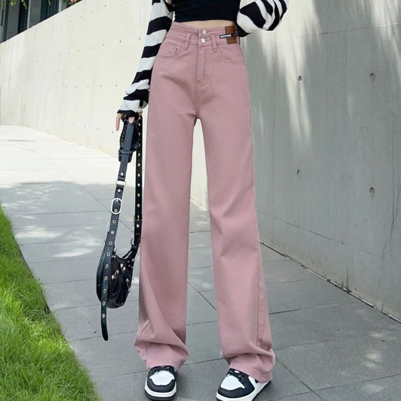 Ležerne robne marke Ženske hlače Traper traperice visokog struka Široke široke ravne hlače Ženske marke Hlače Dropship Lady