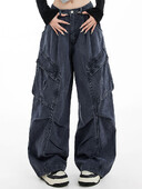 Blugi Cargo largi de damă Harajuku Pantaloni estetici din denim din anii 90 Y2k Pantaloni de jeans în stil japonez vintage în anii 2000 Haine trash 2024