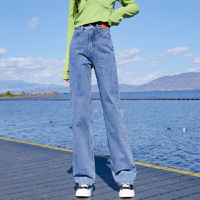 Blugi din denim, drepte, largi, pantaloni clasici, cu picioare largi, pentru toate anotimpurile, pentru femei, zilnic