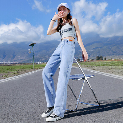 Blugi din denim, drepte, largi, pantaloni clasici, cu picioare largi, pentru toate anotimpurile, pentru femei, zilnic