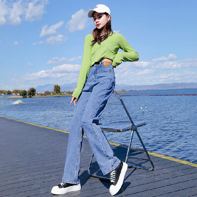 Blugi din denim, drepte, largi, pantaloni clasici, cu picioare largi, pentru toate anotimpurile, pentru femei, zilnic