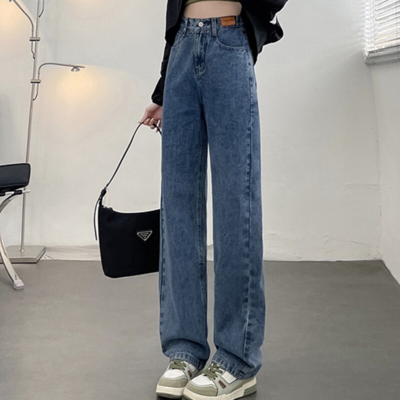 Blugi din denim, drepte, largi, pantaloni clasici, cu picioare largi, pentru toate anotimpurile, pentru femei, zilnic