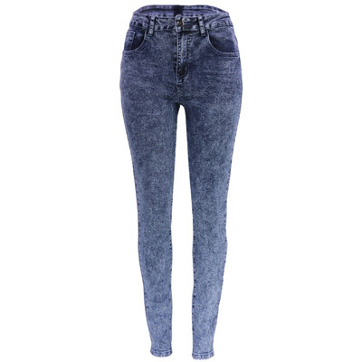 naiste vabaaja teksapüksid kõrge vöökohaga Pleegitatud õhukesed Kõrge elastsusega sobivad pikad Pliiatspüksid naiste püksid hea kvaliteediga 91Y22