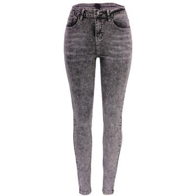 naiste vabaaja teksapüksid kõrge vöökohaga Pleegitatud õhukesed Kõrge elastsusega sobivad pikad Pliiatspüksid naiste püksid hea kvaliteediga 91Y22