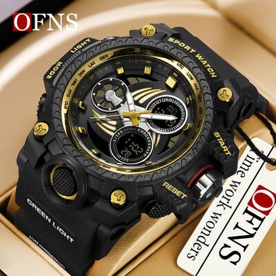 OFNS Top Brand Leisure Sports G-Style Military Electronic Digital LED Luminous Waterproof Ceas Upscale Shi Ying Men Watch.