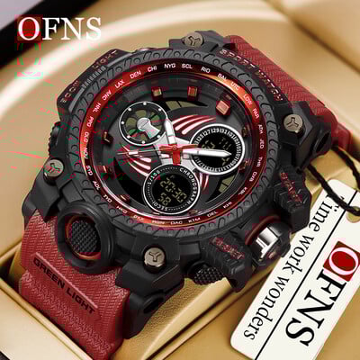 OFNS Top Brand Leisure Sports G-Style Military Electronic Digital LED Luminous Waterproof Ceas Upscale Shi Ying Men Watch.
