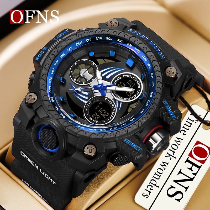 OFNS Top Brand Leisure Sports G-Style Military Electronic Digital LED Luminous Waterproof Ceas Upscale Shi Ying Men Watch.