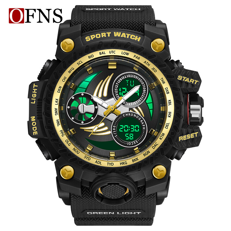 OFNS Top Brand Leisure Sports G-Style Military Electronic Digital LED Luminous Waterproof Ceas Upscale Shi Ying Men Watch.