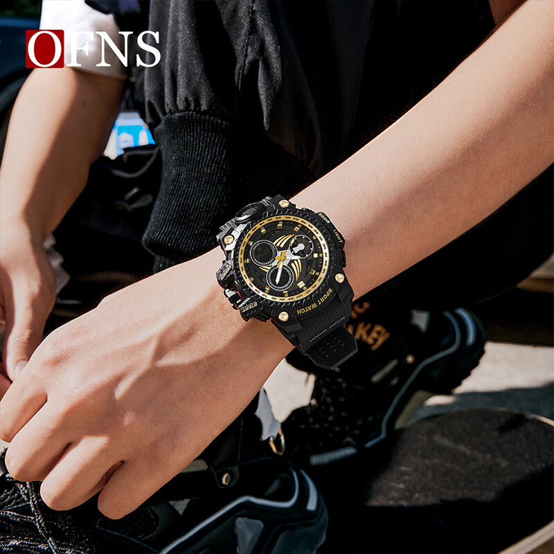 OFNS Top Brand Leisure Sports G-Style Military Electronic Digital LED Luminous Waterproof Ceas Upscale Shi Ying Men Watch.