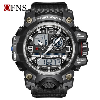 Ανδρικό στρατιωτικό ρολόι πολυλειτουργικό LED ψηφιακά αθλητικά ρολόγια κορυφαίας επωνυμίας OFNS Ανδρικό αδιάβροχο ηλεκτρονικό ρολόι χειρός από χαλαζία