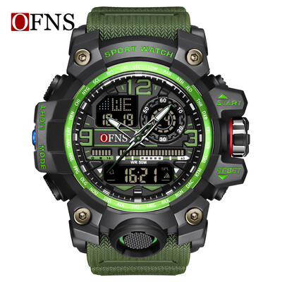 Ανδρικό στρατιωτικό ρολόι πολυλειτουργικό LED ψηφιακά αθλητικά ρολόγια κορυφαίας επωνυμίας OFNS Ανδρικό αδιάβροχο ηλεκτρονικό ρολόι χειρός από χαλαζία