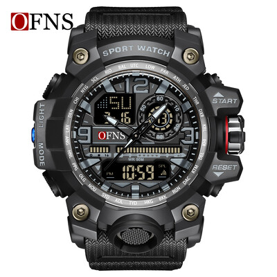 Ανδρικό στρατιωτικό ρολόι πολυλειτουργικό LED ψηφιακά αθλητικά ρολόγια κορυφαίας επωνυμίας OFNS Ανδρικό αδιάβροχο ηλεκτρονικό ρολόι χειρός από χαλαζία