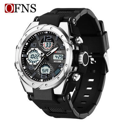 OFNS vrhunski luksuzni G stil muški vojni sportski kvarcni sat Vodootporni LED digitalni dvostruki zaslon Muški elektronički ručni sat