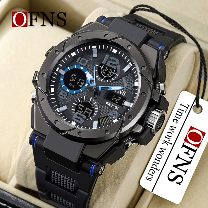 OFNS vrhunski luksuzni G stil muški vojni sportski kvarcni sat Vodootporni LED digitalni dvostruki zaslon Muški elektronički ručni sat