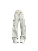 Naised, valged kottis Y2k Cargo teksad Harajuku esteetilised teksapüksid 2000. aastate Jaapani stiilis teksapüksid Vintage räpased riided 2024