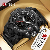 Ανδρικά ρολόγια OFNS Electron LED διπλής οθόνης Αθλητικά στρατιωτικά ανδρικά 50M αδιάβροχο ρολόι χειρός χαλαζία για άντρες Relogios Masculino