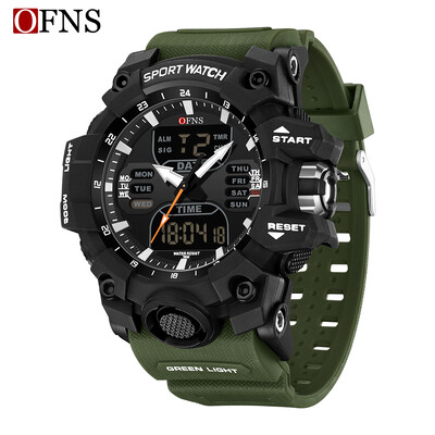 Ανδρικά ρολόγια OFNS Electron LED διπλής οθόνης Αθλητικά στρατιωτικά ανδρικά 50M αδιάβροχο ρολόι χειρός χαλαζία για άντρες Relogios Masculino