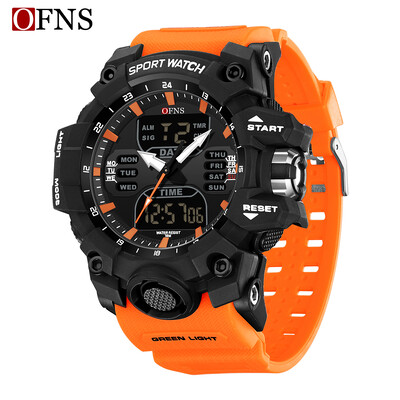 Ανδρικά ρολόγια OFNS Electron LED διπλής οθόνης Αθλητικά στρατιωτικά ανδρικά 50M αδιάβροχο ρολόι χειρός χαλαζία για άντρες Relogios Masculino