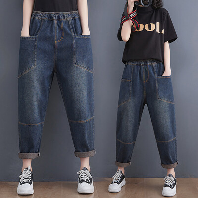 6585 Primăvară-vară, blugi noi de modă pentru femei, stil vintage, simplu, complet, ocazional, pantaloni largi, harem, denim, îmbrăcăminte pentru femei