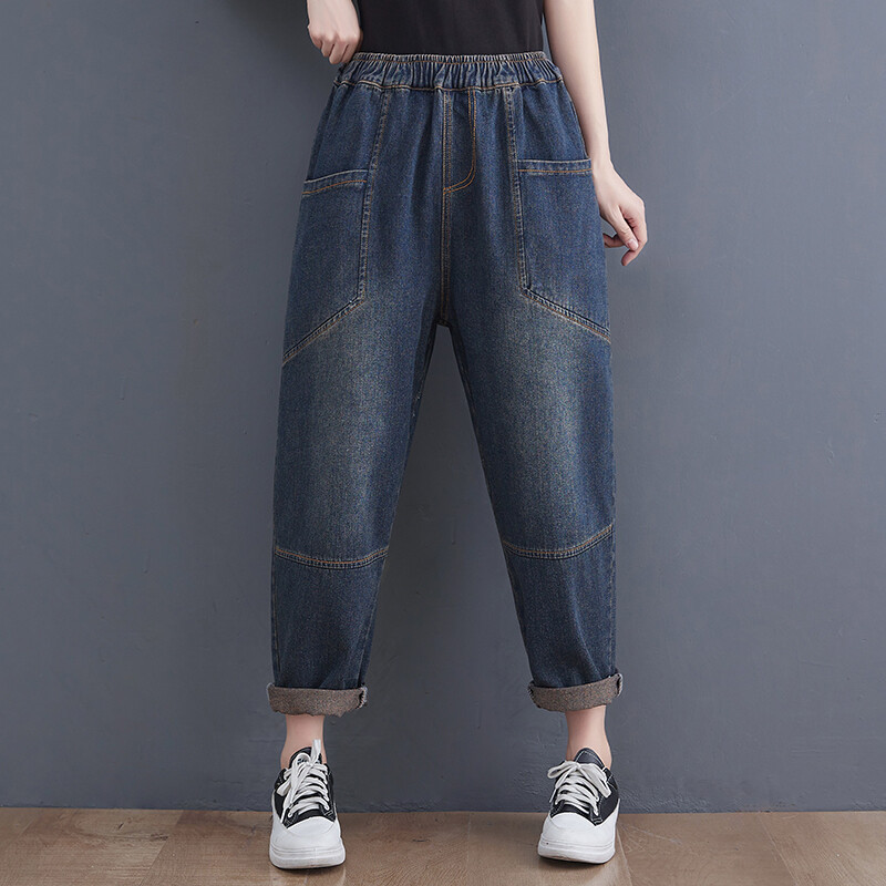 6585 Primăvară-vară, blugi noi de modă pentru femei, stil vintage, simplu, complet, ocazional, pantaloni largi, harem, denim, îmbrăcăminte pentru femei