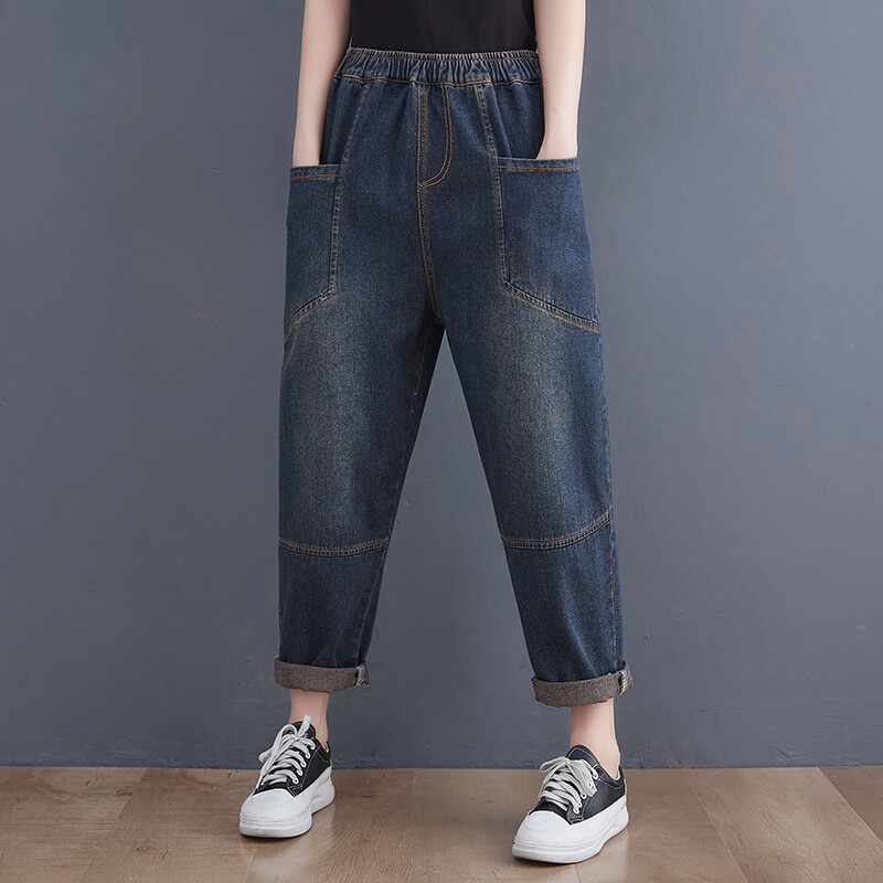 6585 Primăvară-vară, blugi noi de modă pentru femei, stil vintage, simplu, complet, ocazional, pantaloni largi, harem, denim, îmbrăcăminte pentru femei