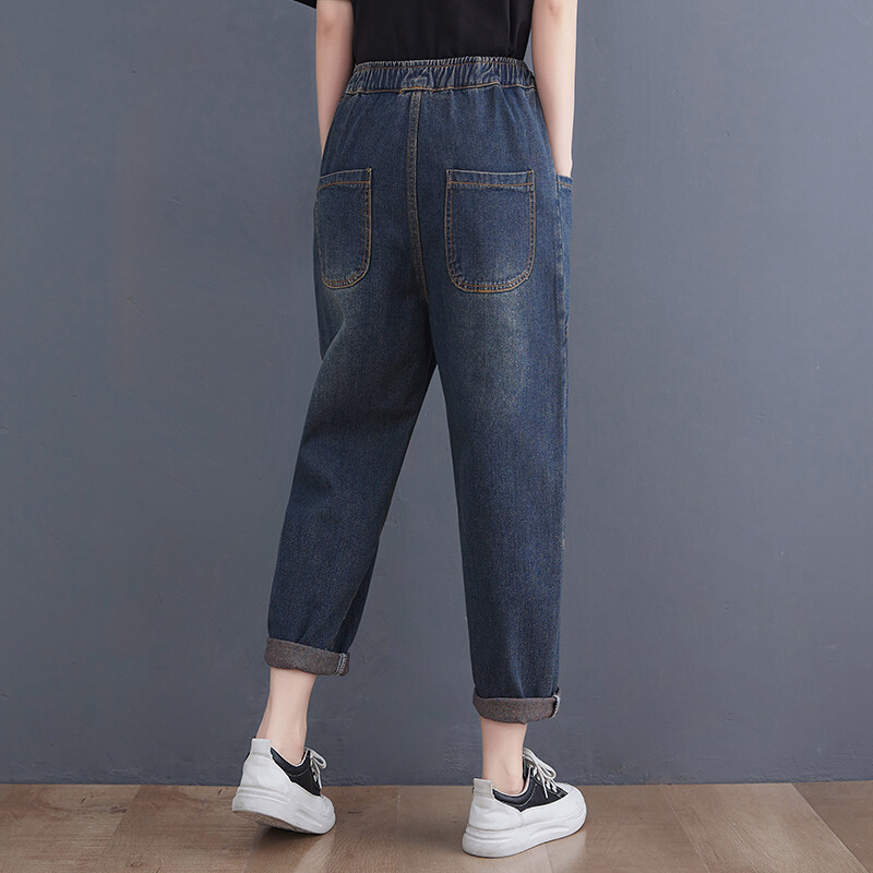 6585 Primăvară-vară, blugi noi de modă pentru femei, stil vintage, simplu, complet, ocazional, pantaloni largi, harem, denim, îmbrăcăminte pentru femei