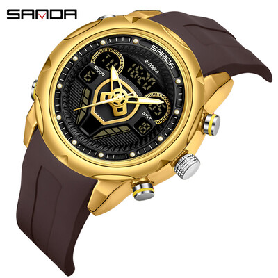 SANDA meeste vabaaja spordikellad veekindlad sõjalisest terasest randmekellad kronograafi topeltekraaniga elektronkäekell Reloj Hombre