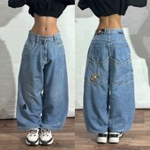 American Fashion Tänava lahtised Y2K Teksad Naiste Harajuku Hip-hop Kõrge vöökohaga teksad vabaaja laia säärega püksid Tänava moerõivad