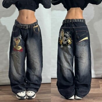 American Fashion Street Loose Y2K Jeans Γυναικεία Harajuku Hip-hop Ψηλόμεση Τζιν Casual Παντελόνι με φαρδύ πόδι Ρούχα μόδας δρόμου