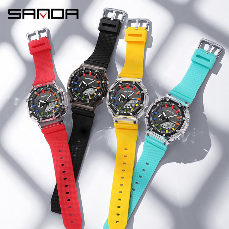 SANDA G Style Electronic Ceas Multifunctional La Moda Ceas Digital LED Ceas Deşteptător Militar Ceas Cuarţ Soc Relogios