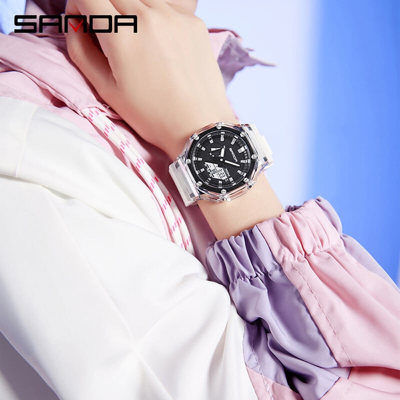 SANDA G Style Electronic Ceas Multifunctional La Moda Ceas Digital LED Ceas Deşteptător Militar Ceas Cuarţ Soc Relogios