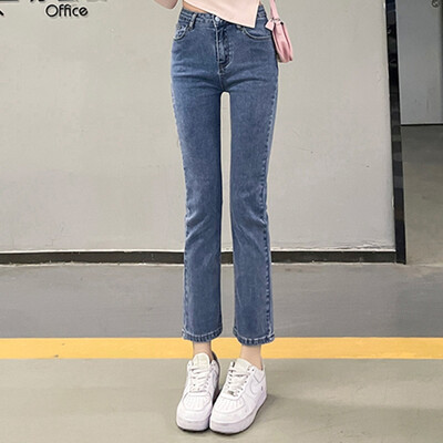 Tüdrukute mood vabaaja kõrge vöökohaga klassikalised sirge säärega teksad kontori naised vanad tänavarõivad preppy stiilis teksapüksid, suured