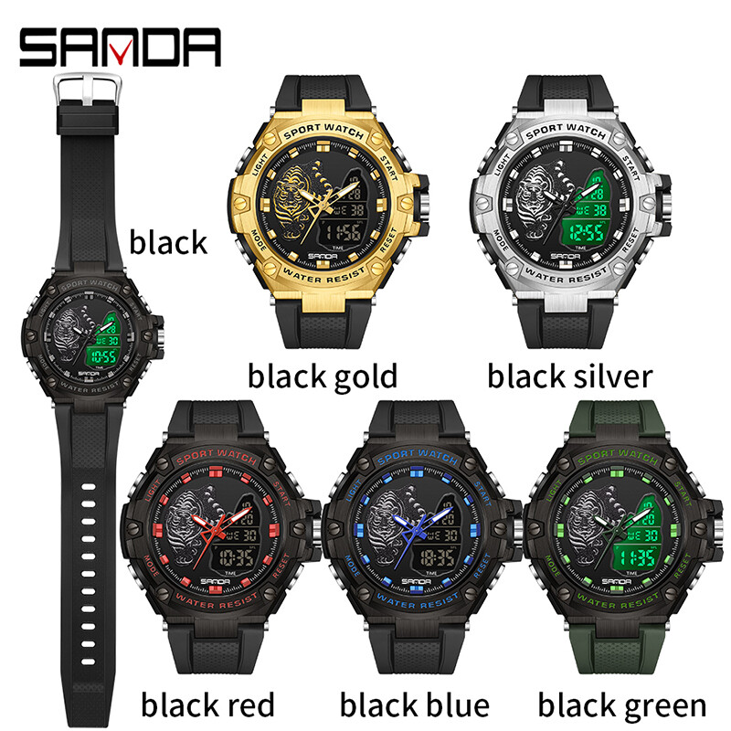SNADA 2024 Ceasuri noi pentru bărbați Ceas de mână electronic sport, impermeabil, la modă, fluorescent, cu afișaj dublu, ceas digital cu cuarț 3173