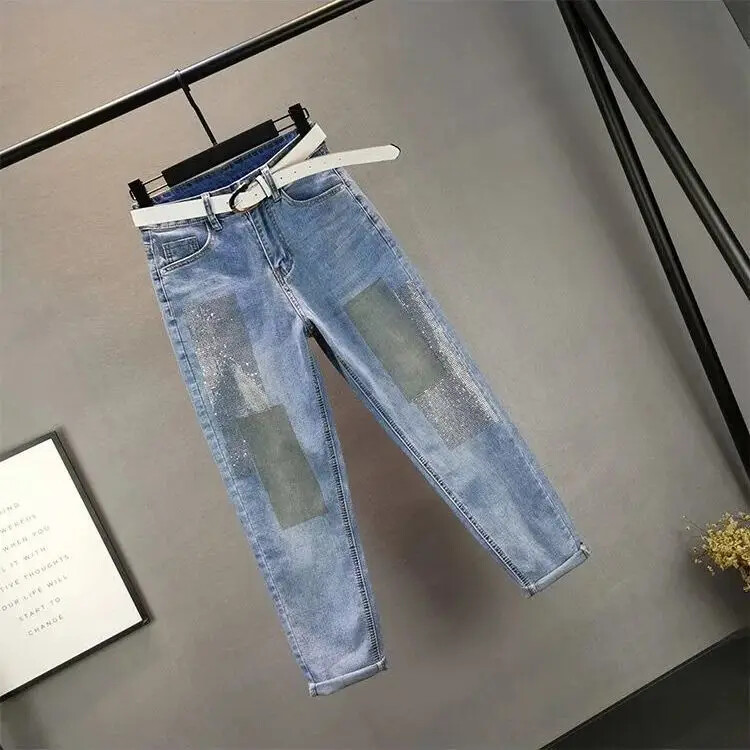 Blugi de femeie Pantaloni de culoare deschisă Blugi de damă de primăvară și toamnă largi, talie înaltă, decupați, pantaloni vaqueros mujer