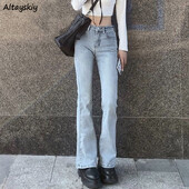 Flare Jeans Ženske izbijeljene traperice u korejskom stilu Chic Slim Trendy rastezljive hipsterske retro elegantne Ulzzang College Street ženske pune dužine
