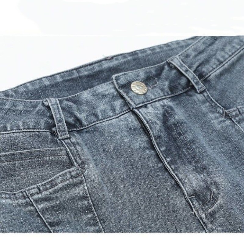 Tänavarõivad Mood Naiste kitsad pliiatsiga teksad Korea riided kärbitud püksid kevadsuvi kõrge vöökohaga vabaaja püksid