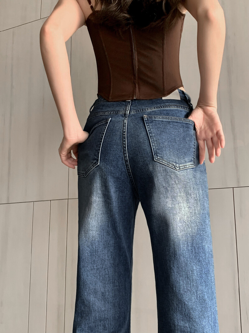 "MODREN & RETRO" CASUAL BAGGY Y2K TOPS PANTALONI DENIM BLANCI MICRO EVAZATI CU TALIE ÎNALTĂ - FORGUNROSES