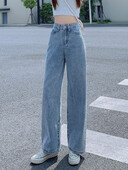 2024, blugi de damă noi, modă, talie înaltă, anii 2000, pantaloni drepti, cu picioare largi, fete, pantaloni albaștri de înaltă calitate, stil nou