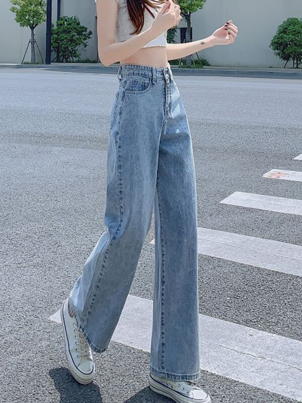 2024, blugi de damă noi, modă, talie înaltă, anii 2000, pantaloni drepti, cu picioare largi, fete, pantaloni albaștri de înaltă calitate, stil nou
