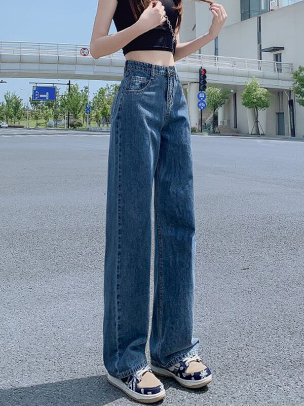 2024, blugi de damă noi, modă, talie înaltă, anii 2000, pantaloni drepti, cu picioare largi, fete, pantaloni albaștri de înaltă calitate, stil nou