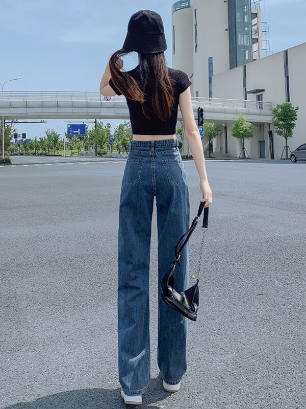 2024, blugi de damă noi, modă, talie înaltă, anii 2000, pantaloni drepti, cu picioare largi, fete, pantaloni albaștri de înaltă calitate, stil nou