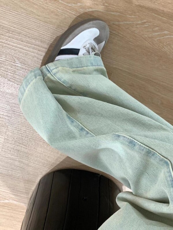 Naiste ülisuured lahtised teksad Ameerika retro heledad teksad kõrge vöökohaga sirged vabad püksid